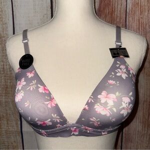 🆕NWT YMI Floral Wire-Free Bra - Gray and Pink 36B
